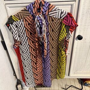 New York & Company Multicolor Chevron Blouse